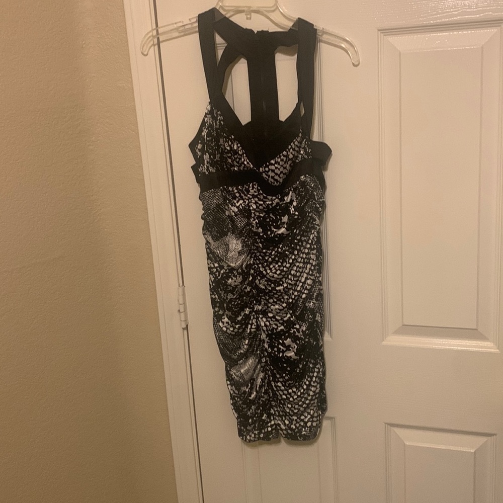 Black and white snakeskin print dress